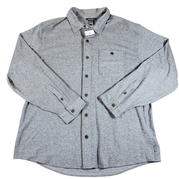 Eddie Bauer Mens XL Long Sleeve Downtime Knit Shirt Light Gray Heather New - Picture 1 of 9